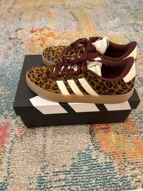 adidas Leopard Print Suede Sneakers - Brown/White
